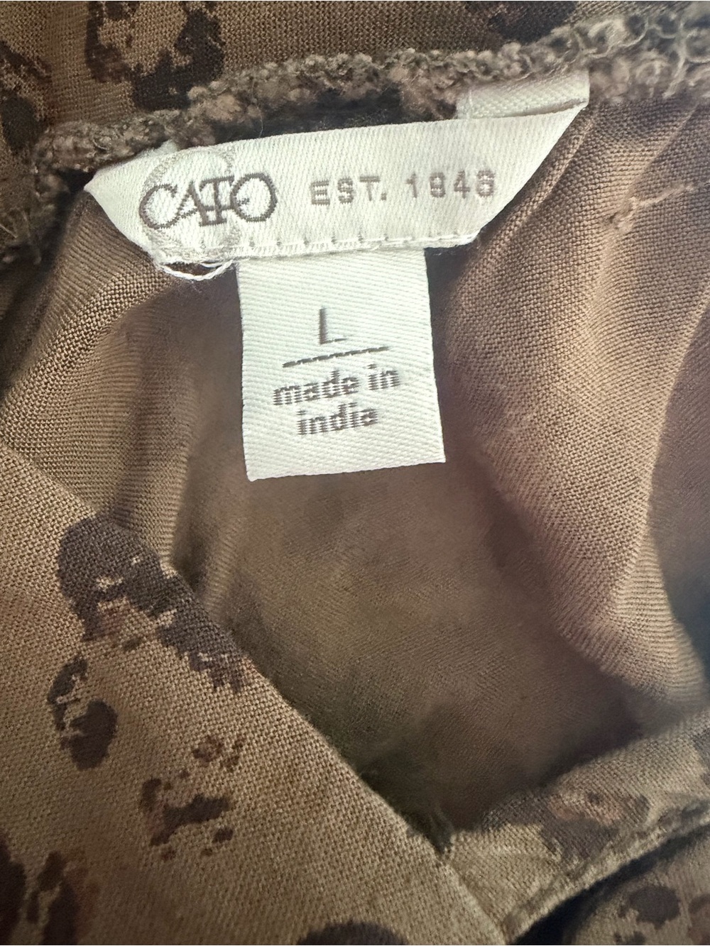 Cato Cheetah Print Floral Embroidered Puff Sleeve Ruffle Boho Sedona Dress Lg - Picture 7 of 8